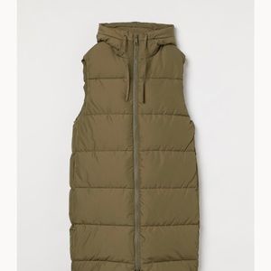 H&M Khaki Green Hooded Puffer Vest